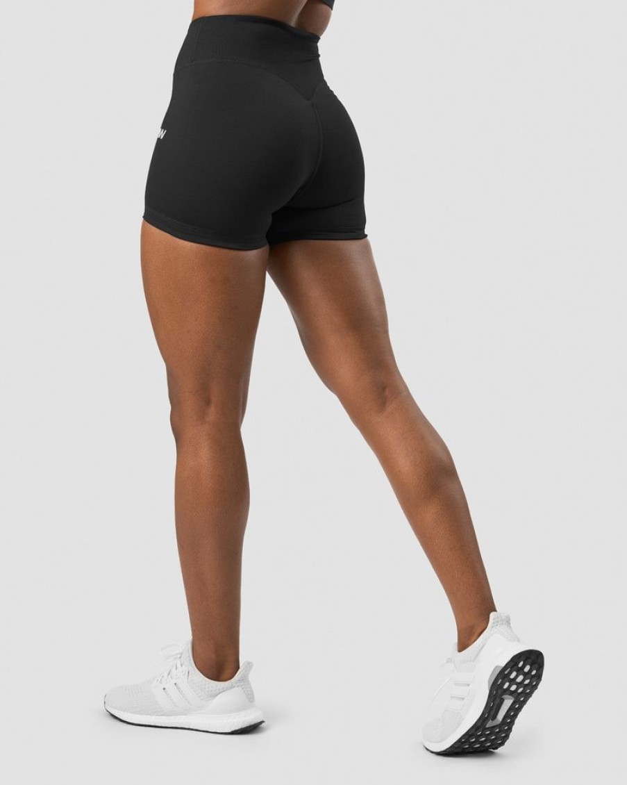 Damer ICIW Shorts | Classic V-Shape Tight Shorts Black Wmn