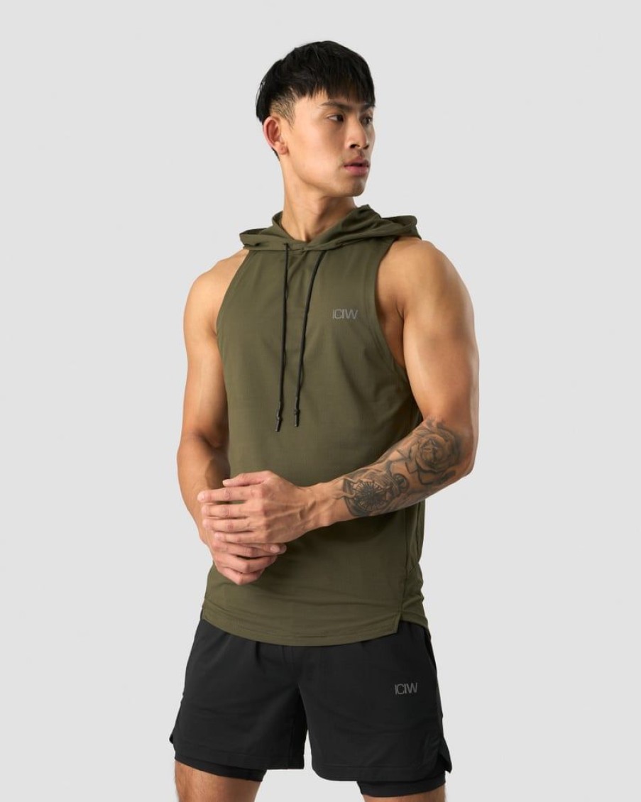 Herrer ICIW T-Shirts | Stride Sleeveless T-Shirt Hoodie Men Dark Green