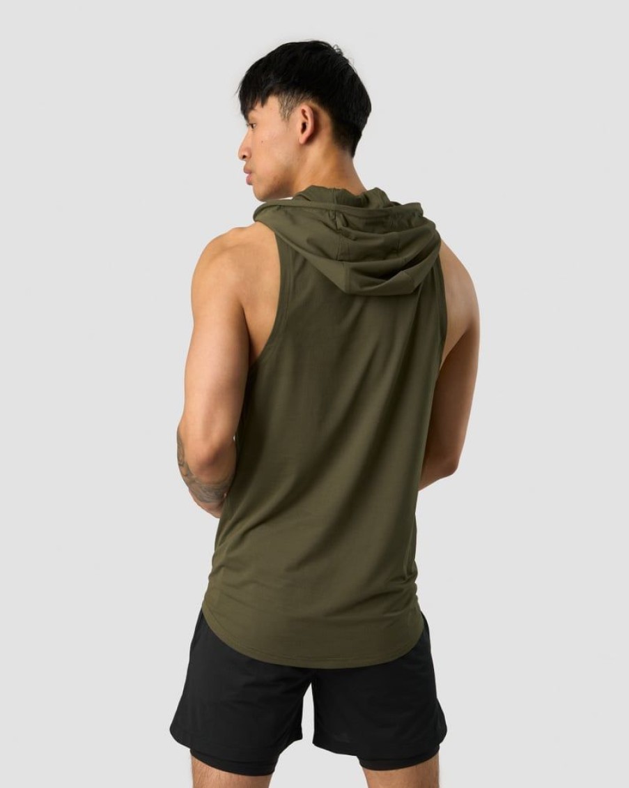 Herrer ICIW T-Shirts | Stride Sleeveless T-Shirt Hoodie Men Dark Green