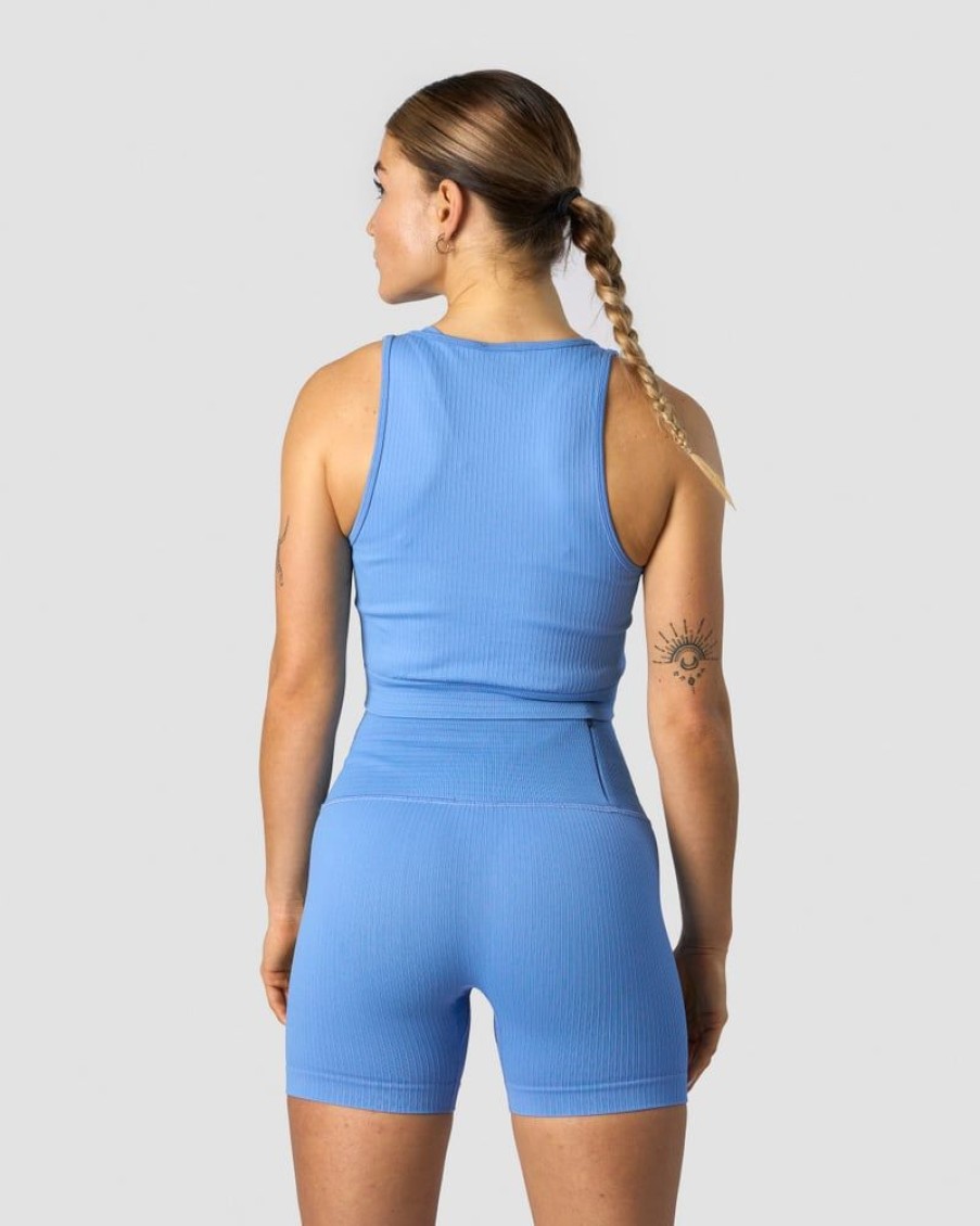 Damer ICIW Seamless Traeningstoj | Ribbed Define Seamless Tank Top Pacific Blue