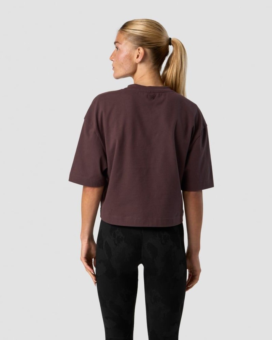 Damer ICIW T-Shirts | Everyday Cotton Cropped T-Shirt Burgundy