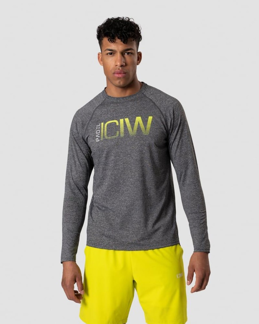 Herrer ICIW Langaermede Trojer | Smash Padel Mesh Longsleeve Grey Melange Men