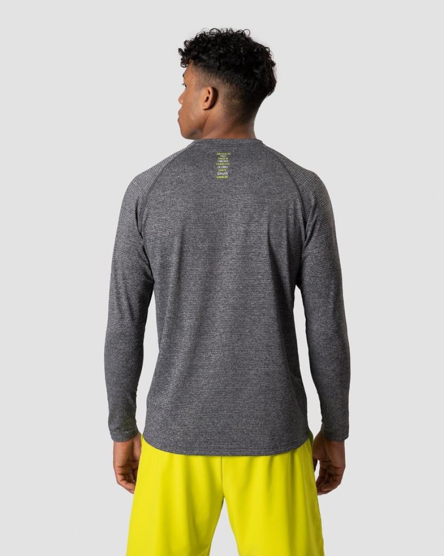 Herrer ICIW Langaermede Trojer | Smash Padel Mesh Longsleeve Grey Melange Men