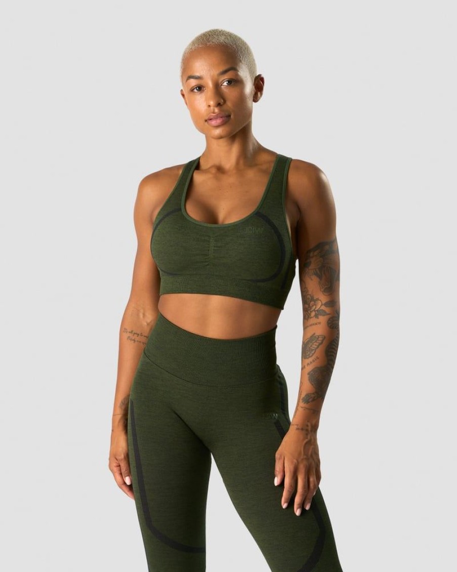 Damer ICIW Sports-Bh'Er | Rush Seamless Sports Bra Dark Green