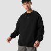 Herrer ICIW Langaermede Trojer | Essential Crewneck Loose Fit Black Men