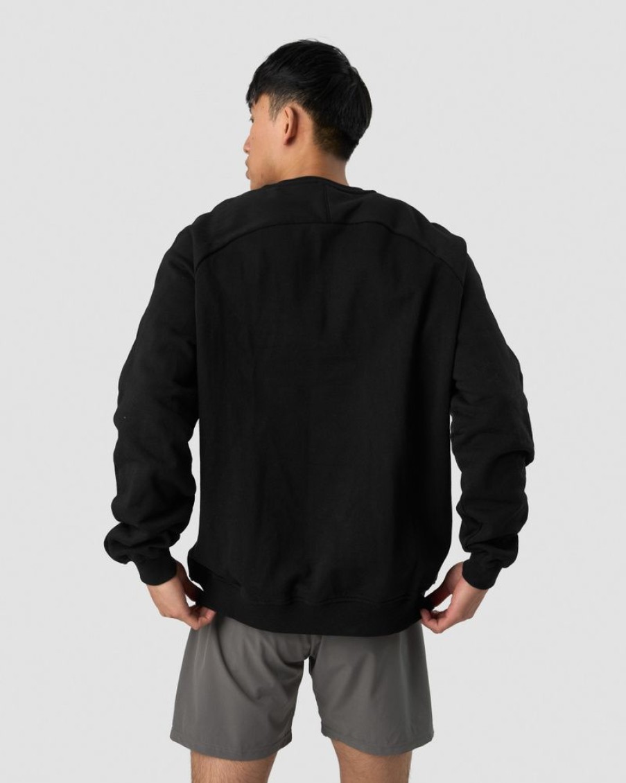 Herrer ICIW Langaermede Trojer | Essential Crewneck Loose Fit Black Men