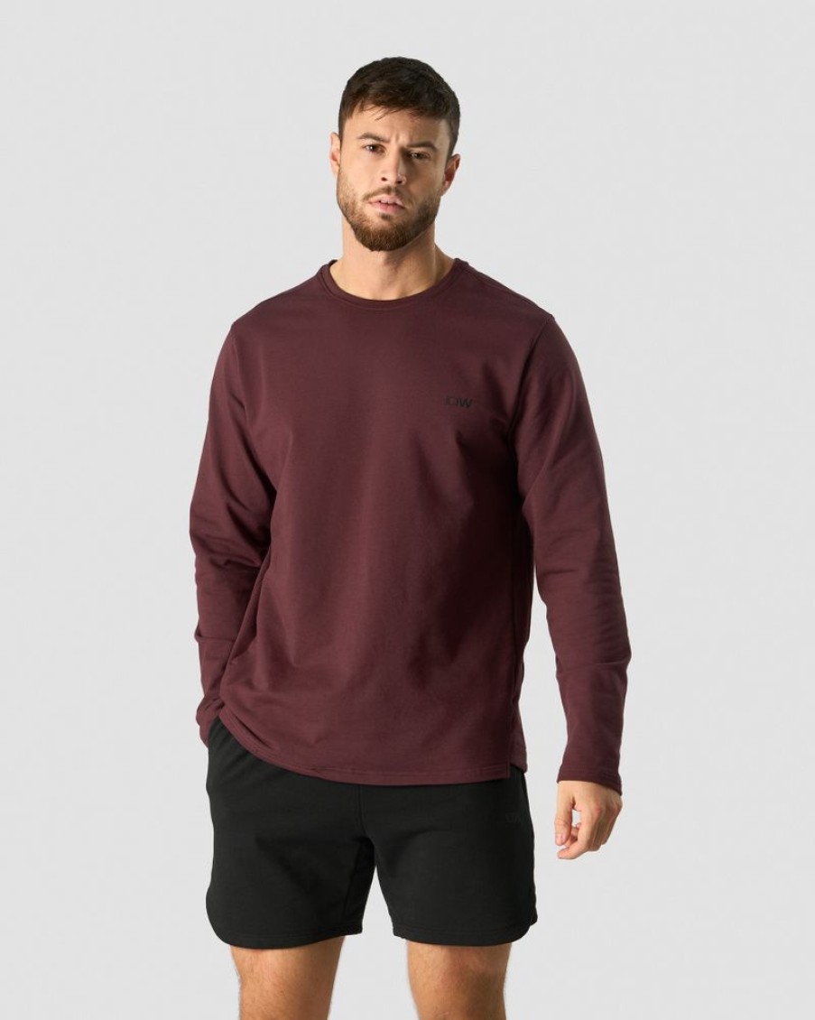 Herrer ICIW Langaermede Trojer | Stride Sweatshirt Men Burgundy