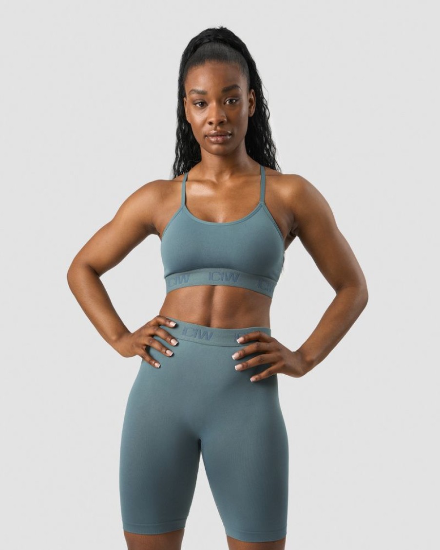 Damer ICIW Sports-Bh'Er | Define Seamless Logo Strappy Sports Bra Jungle Green