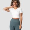 Damer ICIW Seamless Traeningstoj | Define Seamless Cropped T-Shirt White Wmn