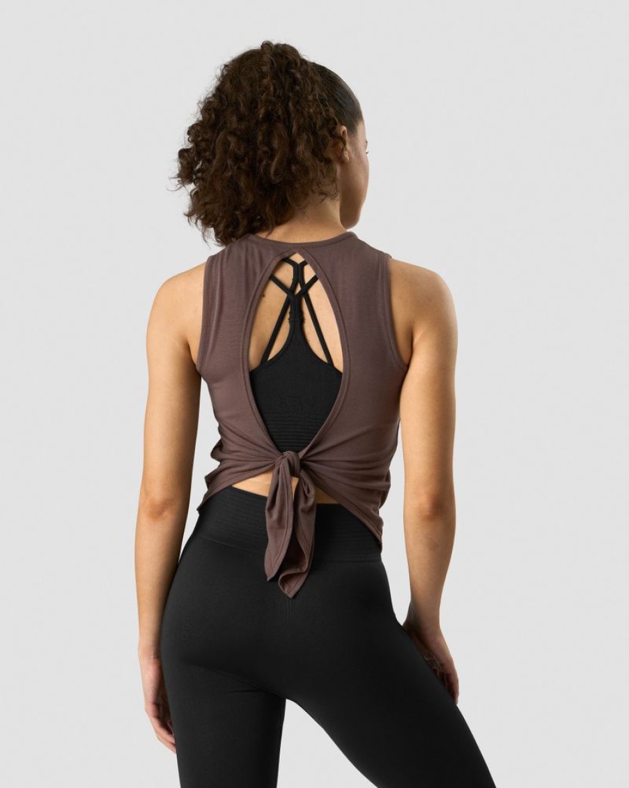 Damer ICIW Tanktops | Empowering Open Back Tank Chestnut Brown